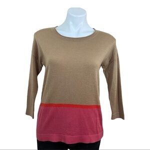 Loft Women's Pullover Caramel Pink Color Block S